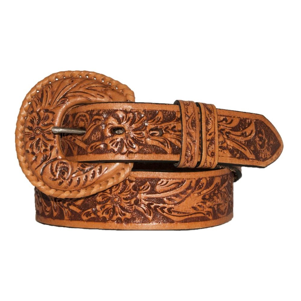 Stetson Western Belt Womens Hand Tooled Brown